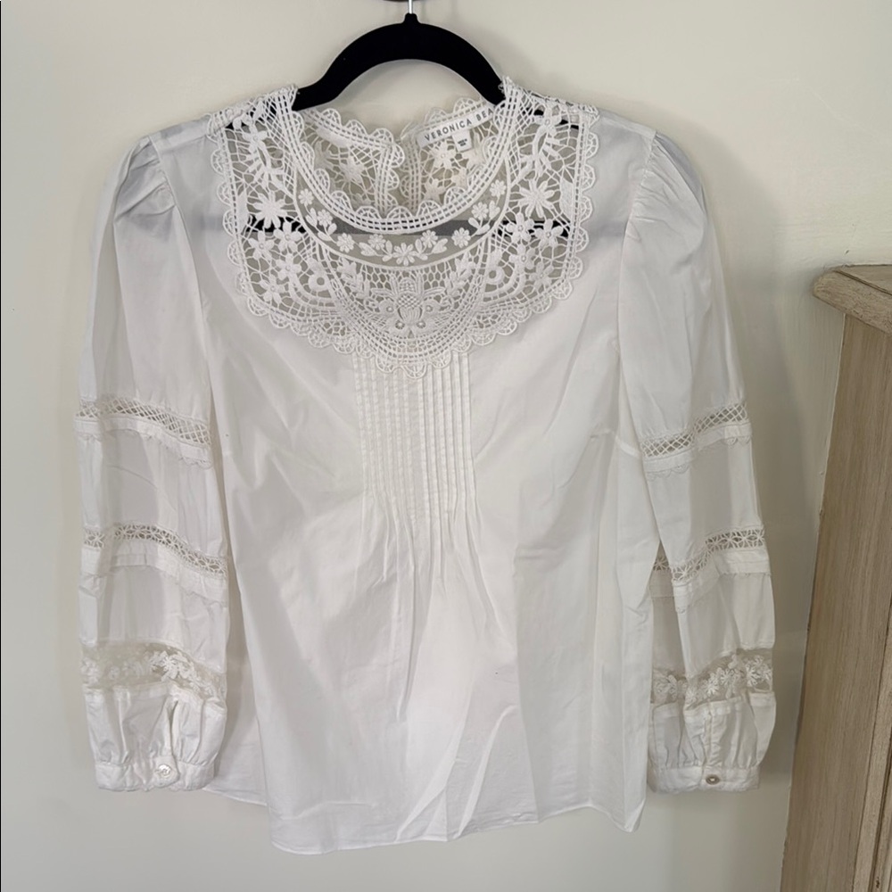 Veronica beard White Lace Detail Women's Top
